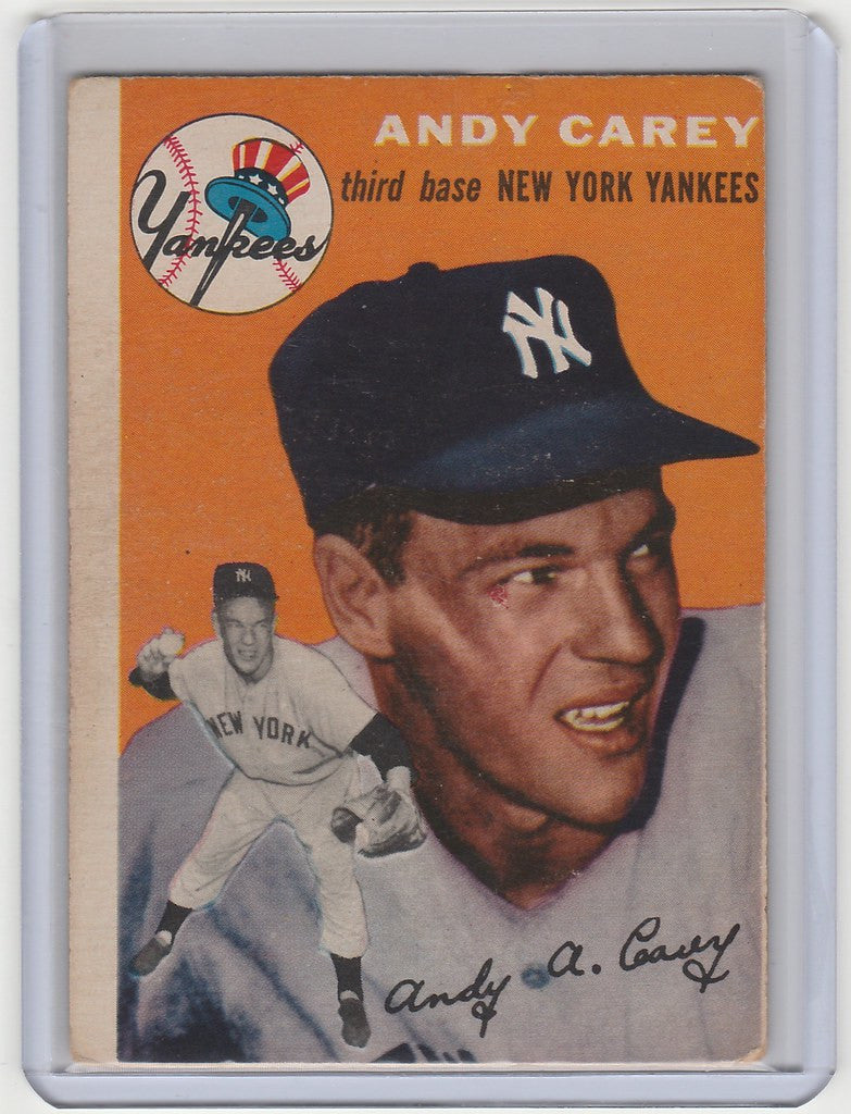 Baseball card of Andy Carey, New York Yankees VGEX from the 1954 era