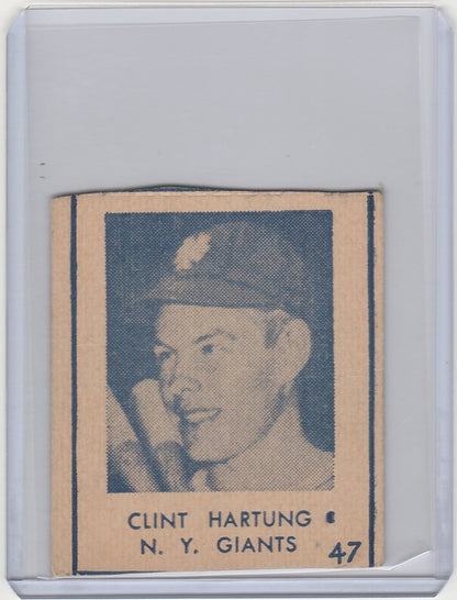 Vintage 1948 R346 Blue Tint card of Clint Hartung from the New York Giants