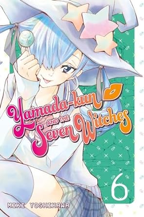 Manga book cover of Yamada Kun & Seven Witches featuring a witch hat character and sparkles