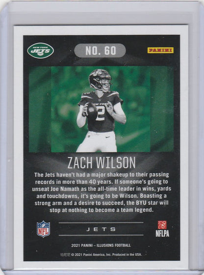 Football trading card of Zach Wilson from the 2021 Panini Illusions New York Jets