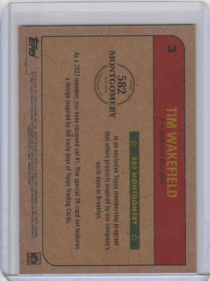 Vintage baseball trading card of Tim Wakefield Boston Red Sox with player stats on back