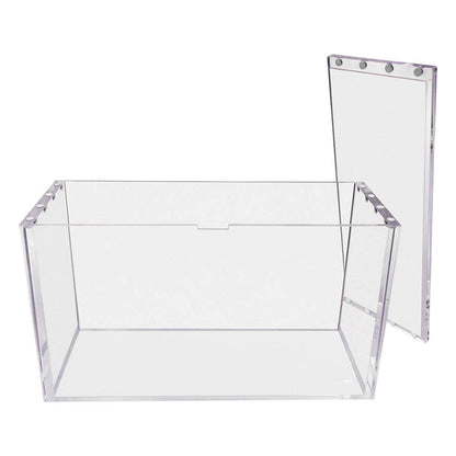 Clear acrylic container with removable side panel for Gathering booster boxes display