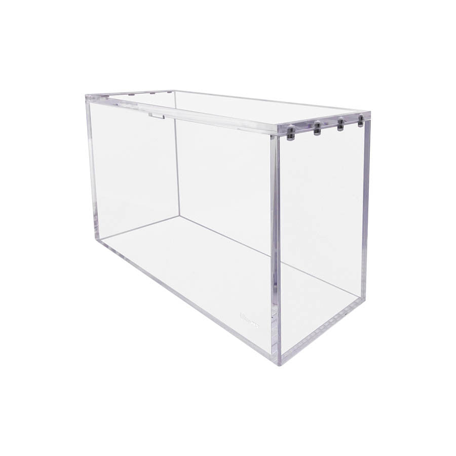 Clear acrylic display case for Magic The Gathering booster boxes with optional rubber feet