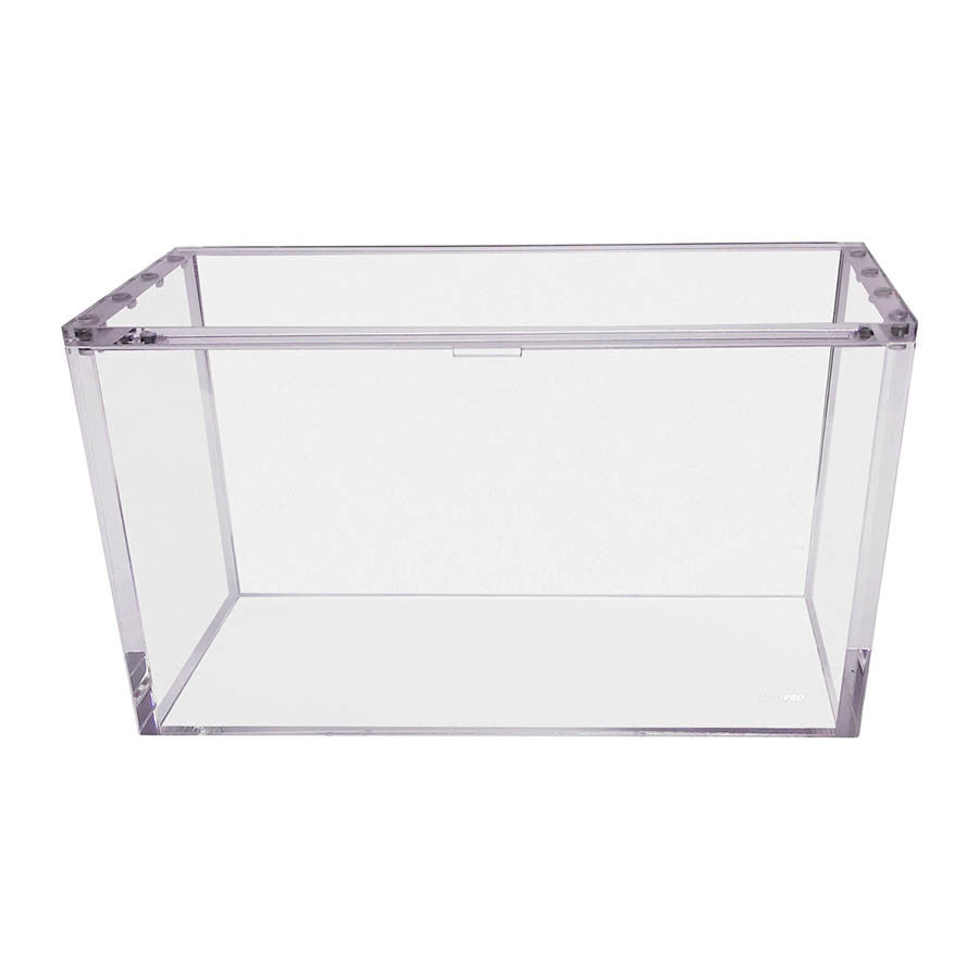 Clear rectangular acrylic container for displaying Gathering booster boxes with optional rubber feet