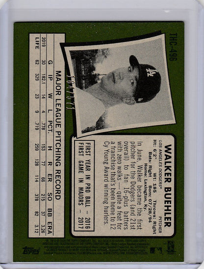 Baseball card of Walker Buehler Los Angeles Dodgers from Topps Heritage Chrome