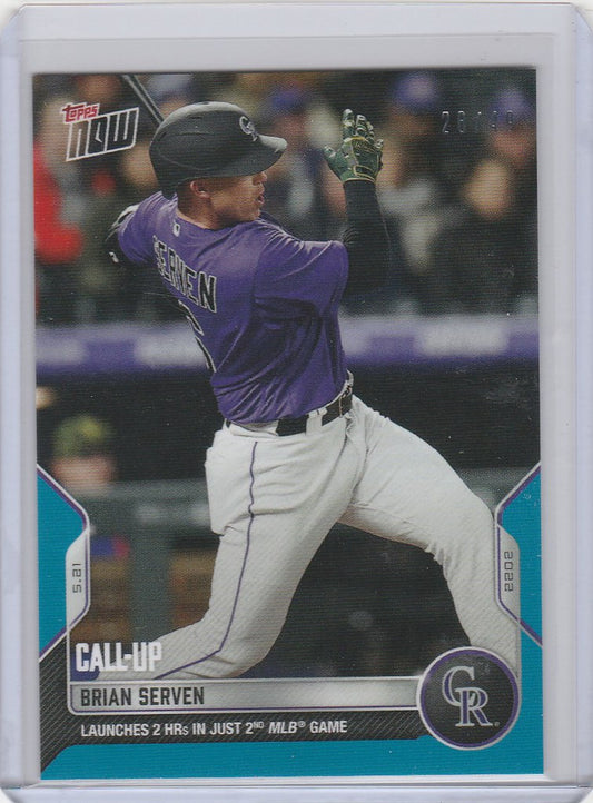 2022 TOPPS NOW PARALLEL #215 BRIAN SERVEN COLORADO ROCKIES 28/49