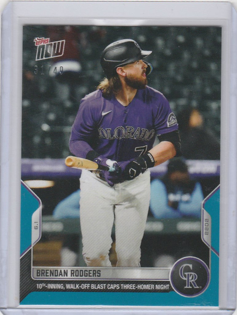 2022 TOPPS NOW PARALLEL #281 BRENDAN RODGERS COLORADO ROCKIES 31/49