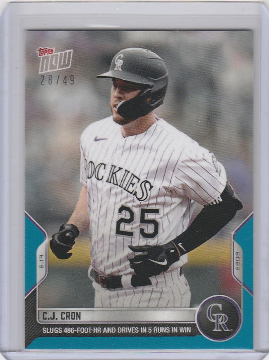 2022 TOPPS NOW PARALLEL #365 CJ CRON COLORADO ROCKIES 28/49