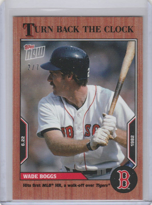 Baseball card of Wade Boggs Red Sox in 2022 Topps Turn Back Cherry Parallel edition