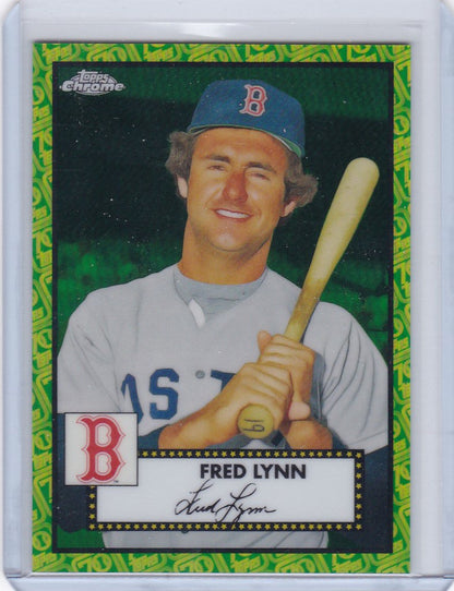 Baseball card of Fred Lynn Green from Tops Chrome Platinum for Boston Red Sox fans