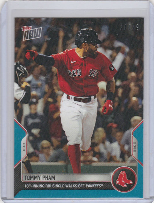 Baseball trading card of Tommy Pham from the Boston Red Sox 2022 TOPPS NOW Parallel