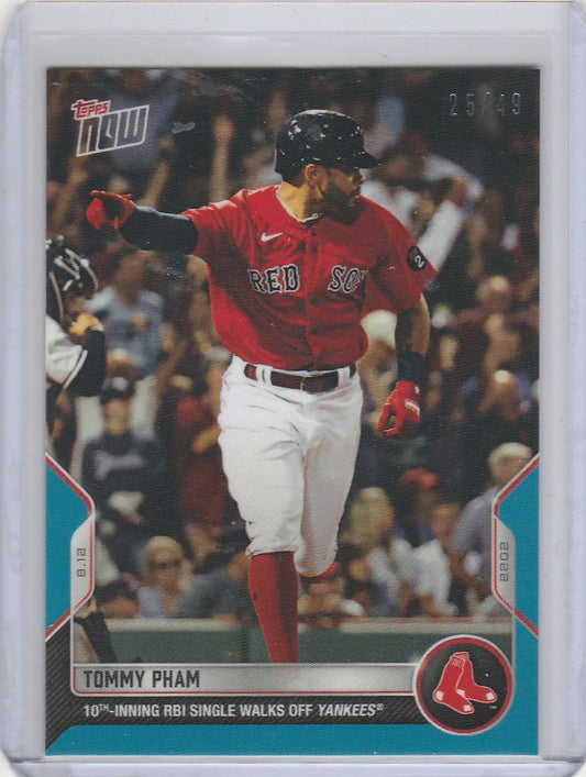 Baseball card of Tommy Pham Boston Red Sox 2022 Topps Now Parallel #698 25/49