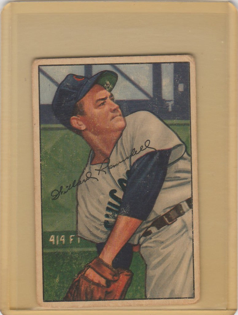 Vintage 1952 Bowman #22 Willard Ramsdell Chicago Cubs baseball card in white uniform