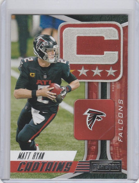 Matt Ryan Atlanta Falcons trading card in black uniform from Panini Playbook Captains