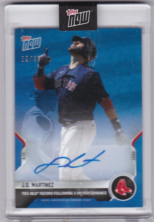 JD Martinez Boston Red Sox Autograph trading card in dark uniform, limited edition 2/49