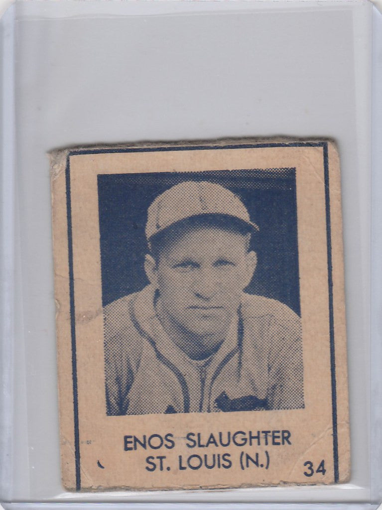 Vintage 1948 R346 Blue Tint #34 Enos Slaughter St Louis Cardinals baseball card