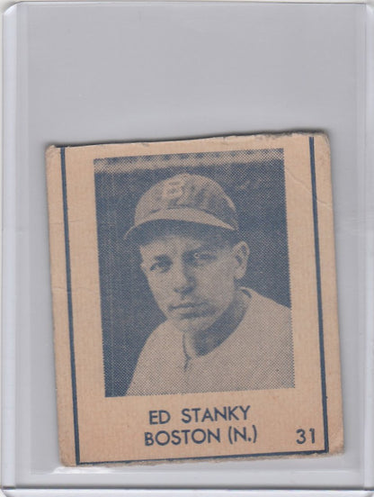 Vintage 1948 R346 Blue Tint #31 Ed Stanky Boston Braves baseball card collectible