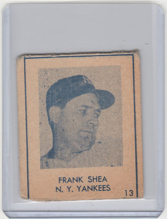 Vintage baseball card of Frank Shea, R346 Blue Tint from the New York Yankees