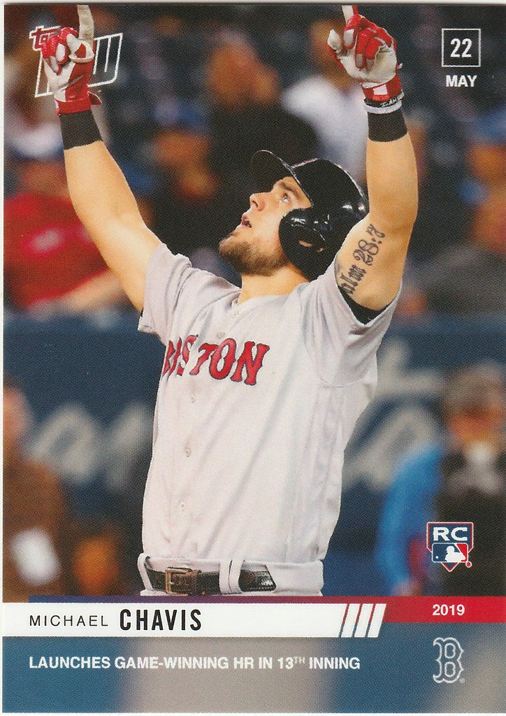 Michael Chavis Boston Red Sox celebrating game-winning home run with arms raised