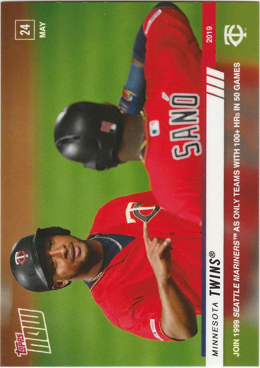 Baseball trading card of Minnesota Twins player in red uniform, 2019 TOPPS NOW 100+