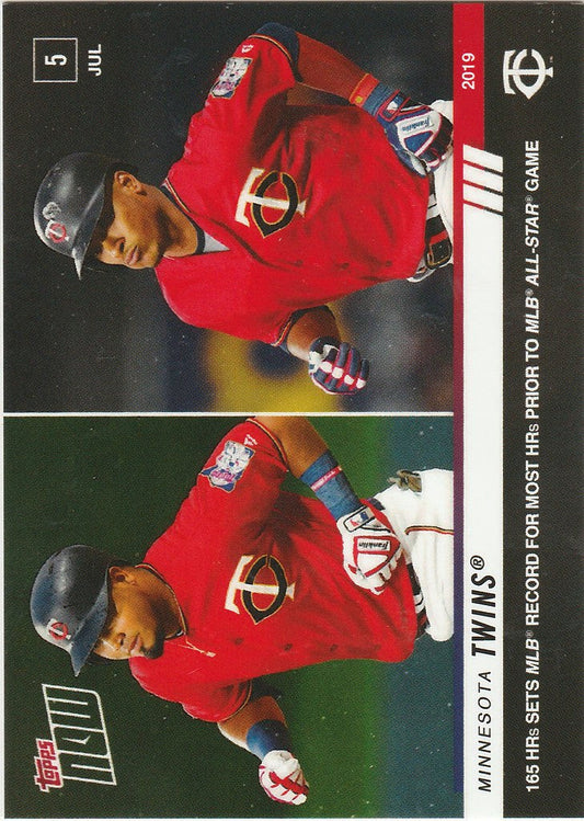 Baseball trading card of Minnesota Twins player in red uniform before star game