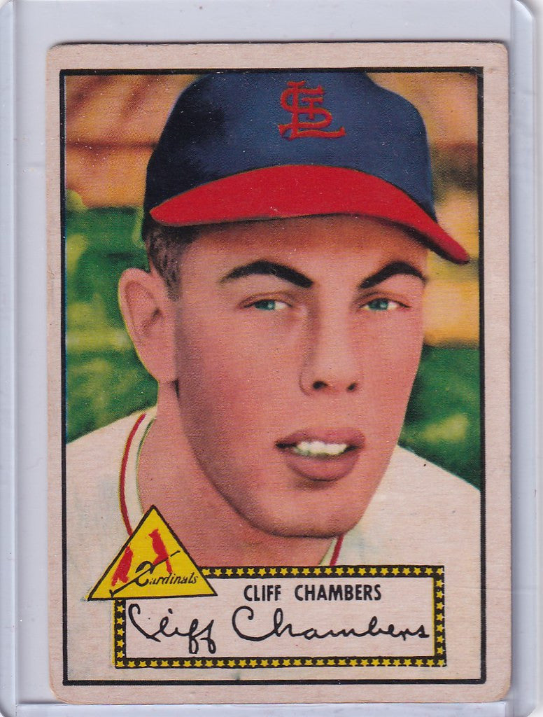 Baseball card of Cliff Chamber in St. Louis Cardinals uniform from 1952 Topps Baseball