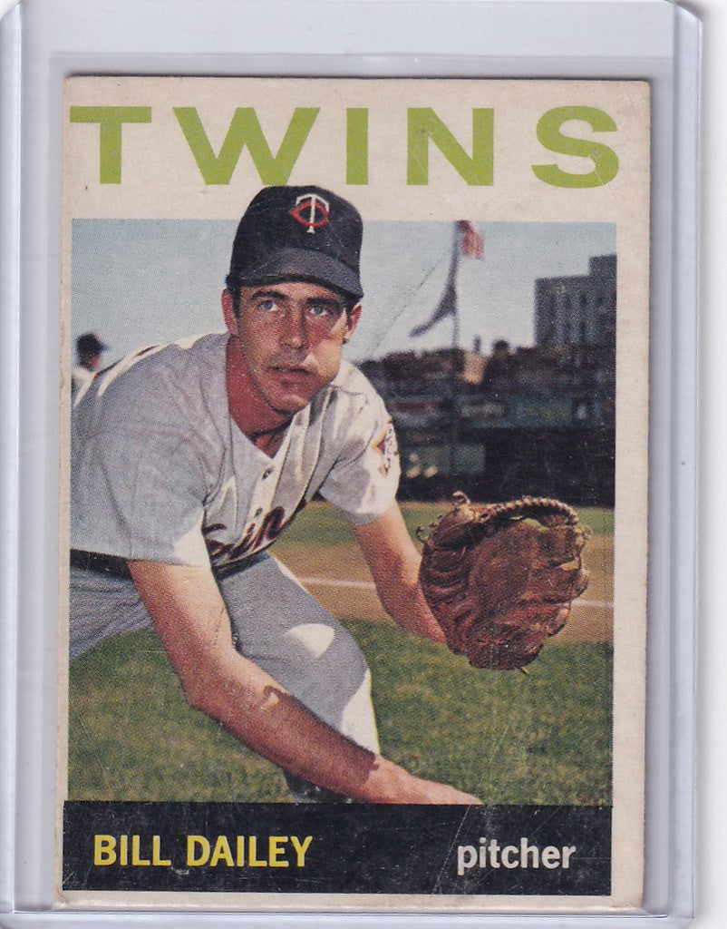 Baseball card of Bill Dailey Minnesota Twins in fielding pose from Topps Baseball 1964