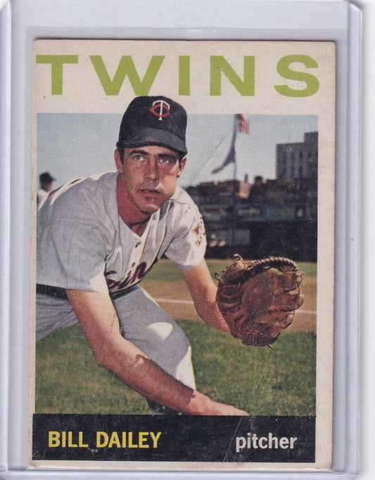 Baseball card of Bill Dailey Minnesota Twins in fielding pose from Topps Baseball 1964