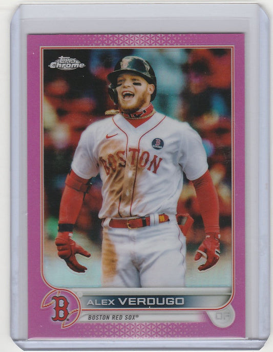 Baseball trading card of Alex Verdugo in 2022 Topps Chrome Pink for Boston Red Sox