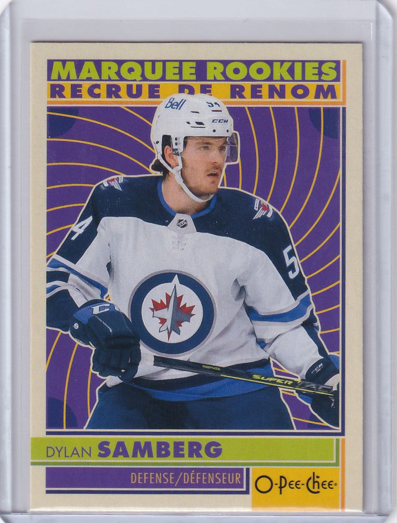 Hockey trading card of Dylan Samberg from 2022-23 OPC Hockey Retro series featuring Winnipeg Jets