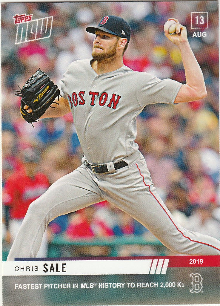 Chris Sale mid-pitch in Boston Red Sox uniform for 2019 TOPPS NOW #677 Chris Sale Fastest