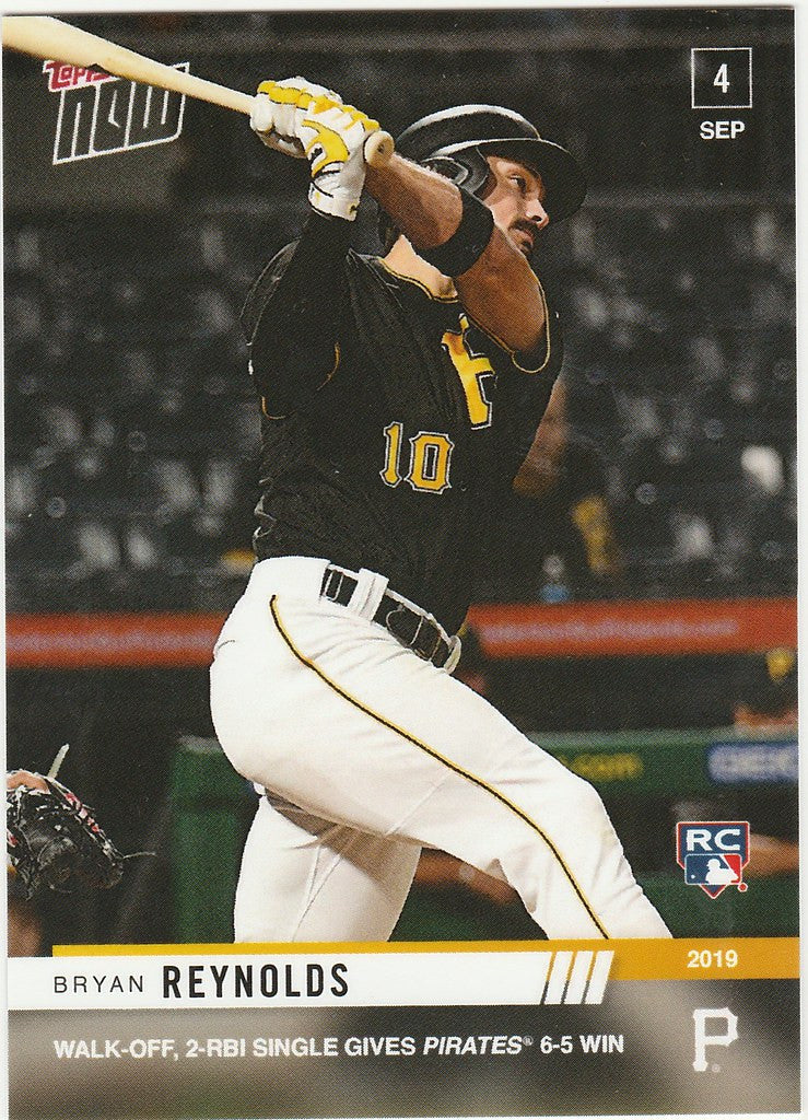 Bryan Reynolds swinging a bat in Pittsburgh Pirates uniform for 2019 Topps Now #797