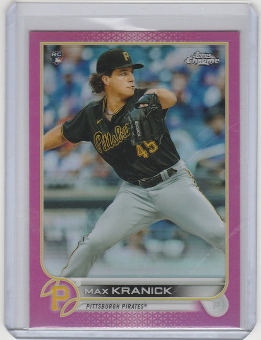 Baseball card of Max Kranick pitching for Pittsburgh Pirates in Topps Chrome Pink