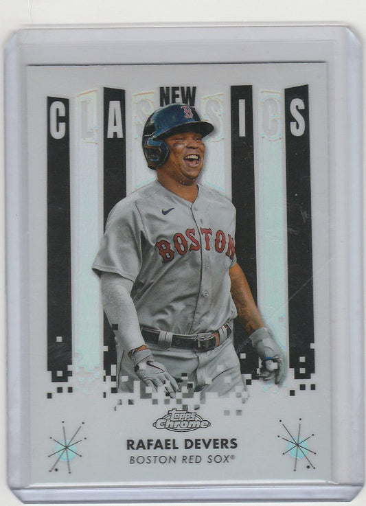 Baseball card of NC9 Rafael Devers in Boston Red Sox uniform from Topps Chrome Classics