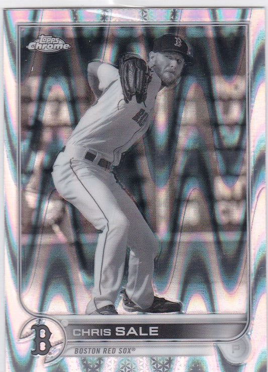 Chris Sale Black and White Ray Wave baseball card in Boston Red Sox uniform