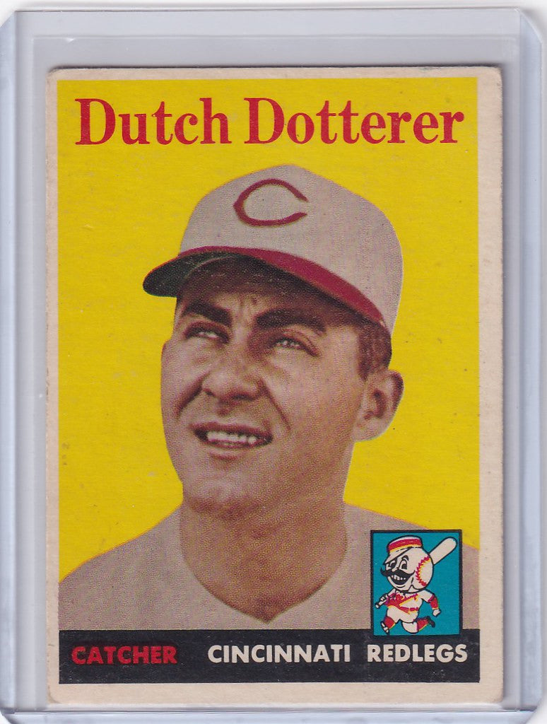 Baseball card of Dutch Dotterer, Cincinnati Reds, from 1958 Topps Baseball series