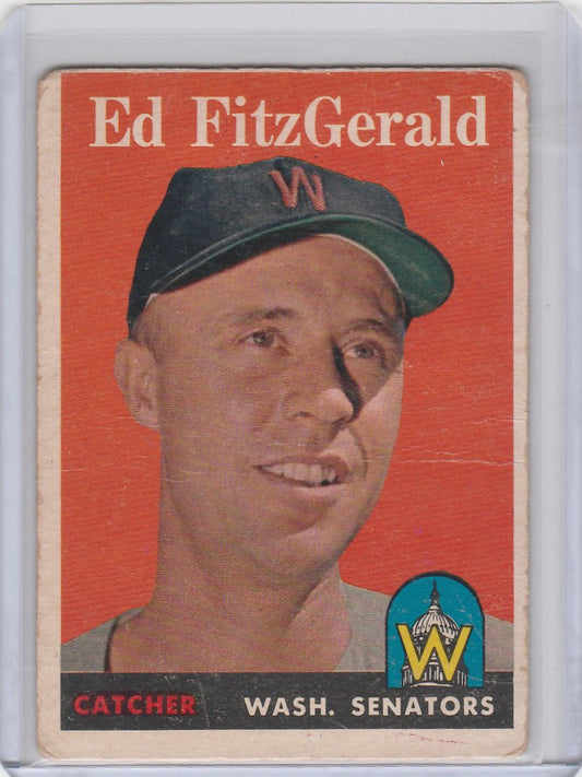 Vintage Topps Baseball card of Ed Fitz Gerald, Washington Senators catcher