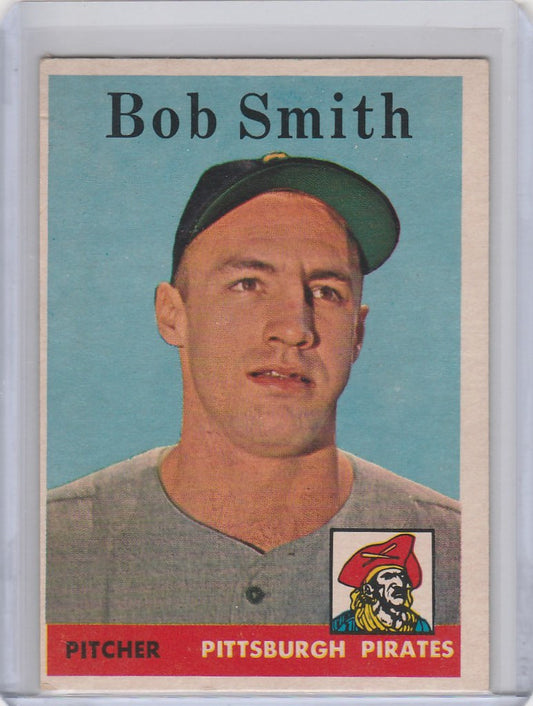 Vintage 1958 Topps Baseball card of Bob Smith, a Pittsburgh Pirates pitcher