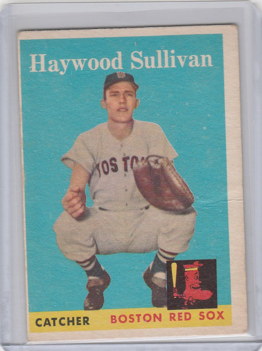 Vintage Topps Baseball card of Haywood Sullivan, Boston Red Sox catcher in uniform