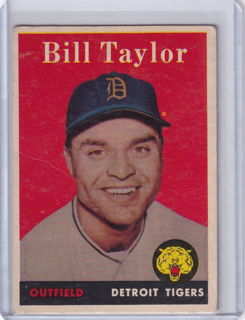 Vintage Topps Baseball card of Bill Taylor smiling in a Detroit Tigers cap