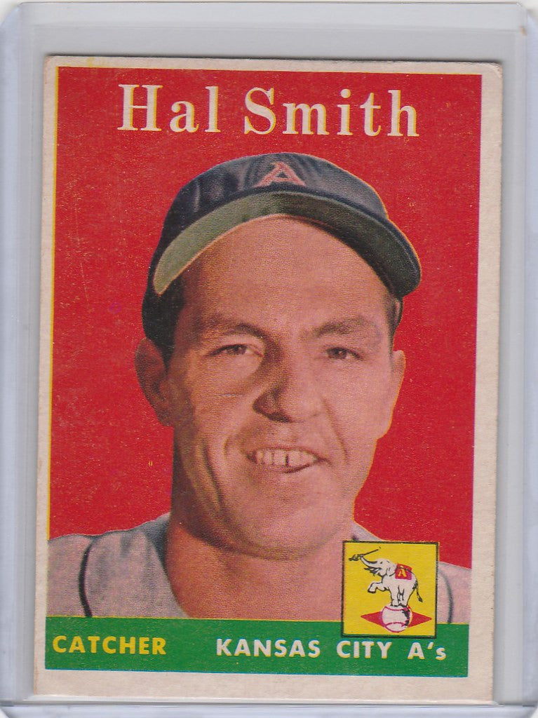 Vintage 1958 Topps Baseball card of Hal W. Smith for Kansas City Athletics