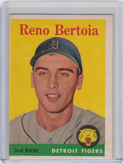 1958 Topps Baseball card of Reno Bertoia from the Detroit Tigers team