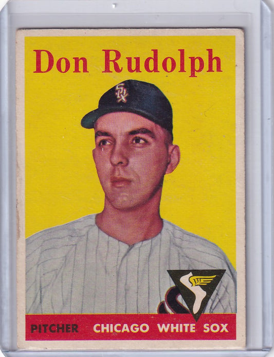 Baseball card of Don Rudolph, pitcher for the Chicago White Sox, 1958 Topps Baseball RC