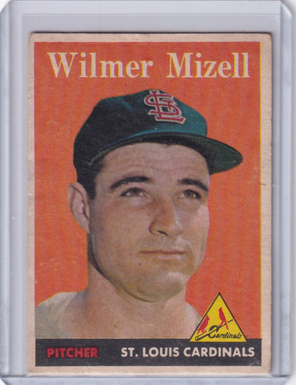 Vintage Topps Baseball card of Wilmer Mizell, St. Louis Cardinals pitcher