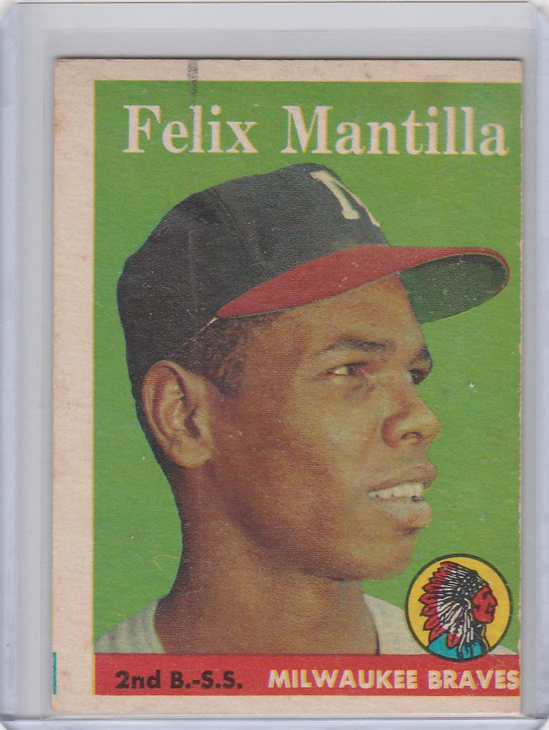 Topps Baseball card of Felix Mantilla from the Milwaukee Braves, 1958 edition