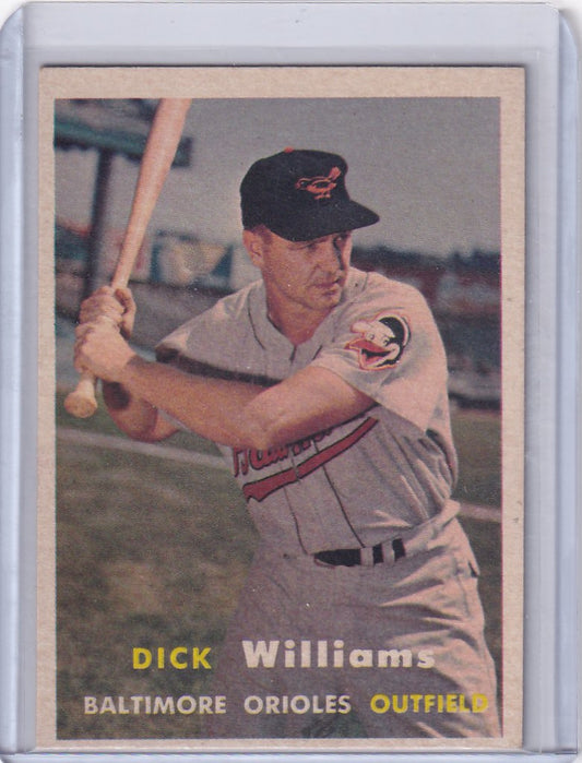 Baseball card of Dick Williams Baltimore Orioles outfielder in batting stance Topps Baseball