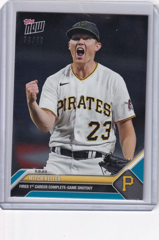 Mitch Keller Pittsburgh Pirates pitcher celebrating on the mound, 2023 Topps Now card