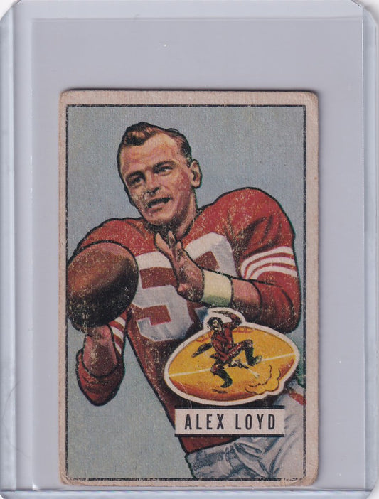 Vintage 1951 Bowman Football card of Alex Loyd in San Francisco 49ers jersey