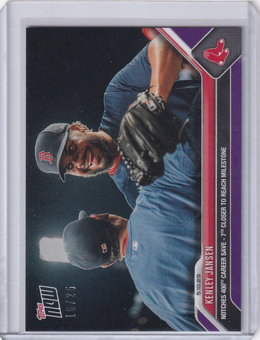 Baseball trading card of Kenley Jansen in blue uniform for Boston Red Sox