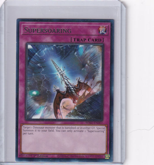 Yu-Gi-Oh Wild Survivors Supersoaring trap card artwork of a glowing sword in cosmic space